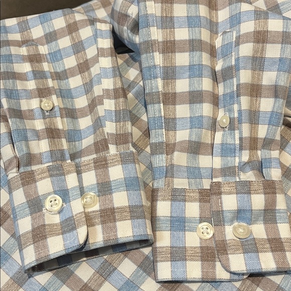 johnnie-O Performance Blue and Brown Plaid Button Down long sleeve Shirt - Picture 12 of 14